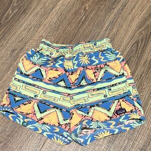 Patagonia toddler Shorts with Blue and Orange Geometric Pattern